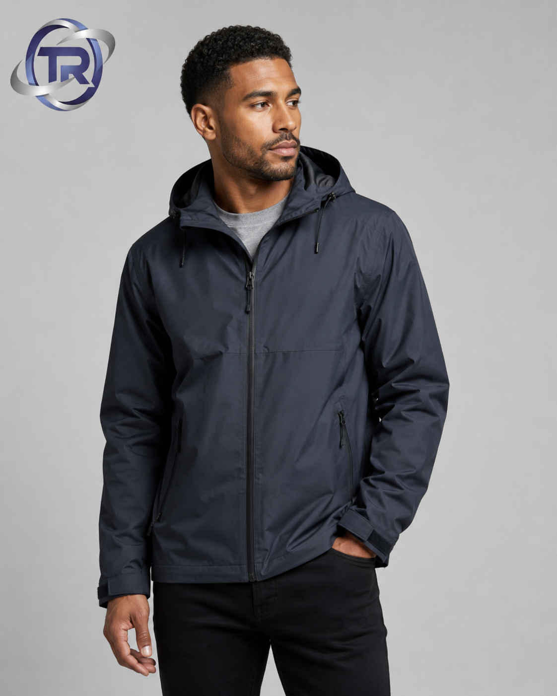Model wearing Men's Rain Jackets