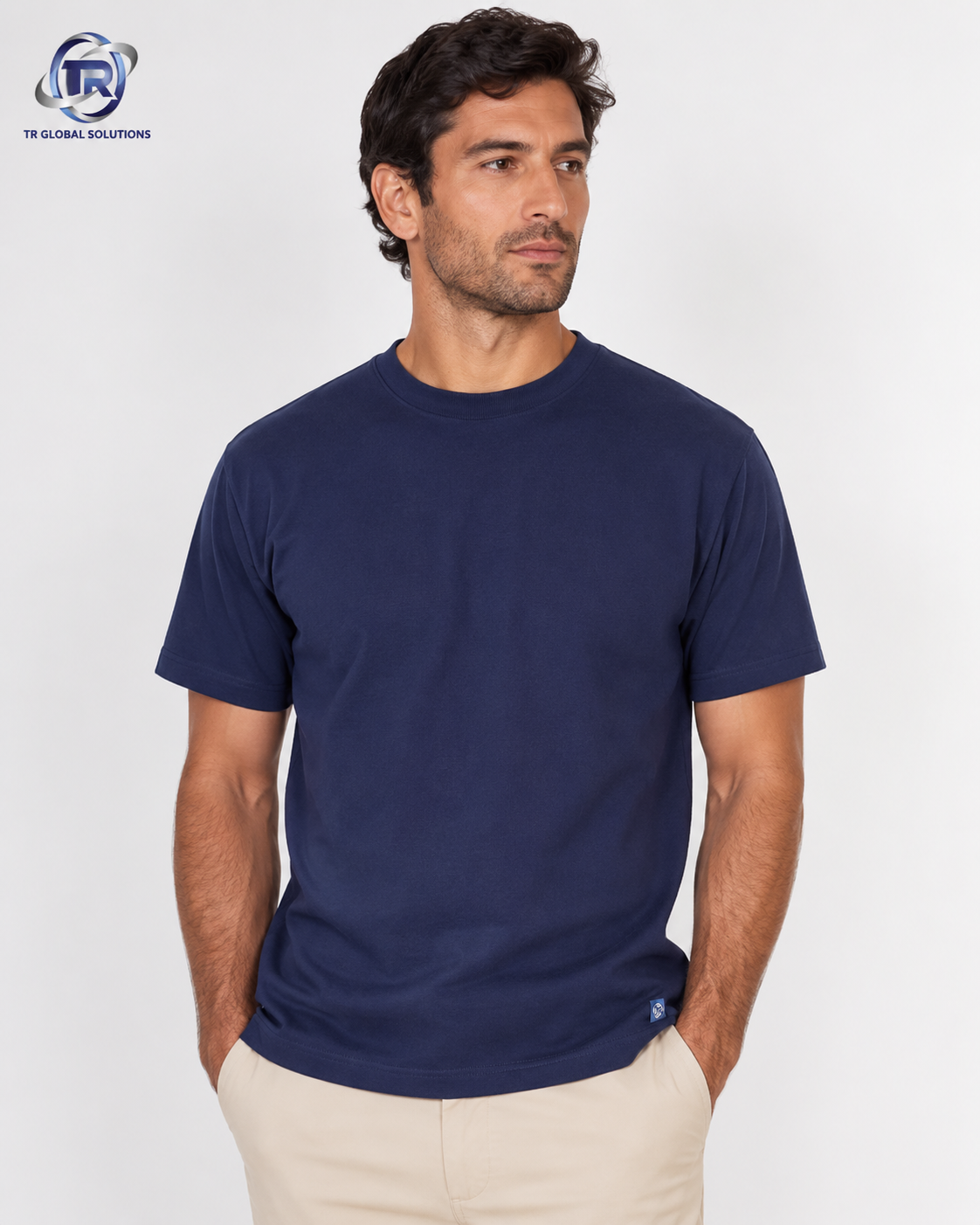 Model wearing Men's Crew Neck T-Shirt