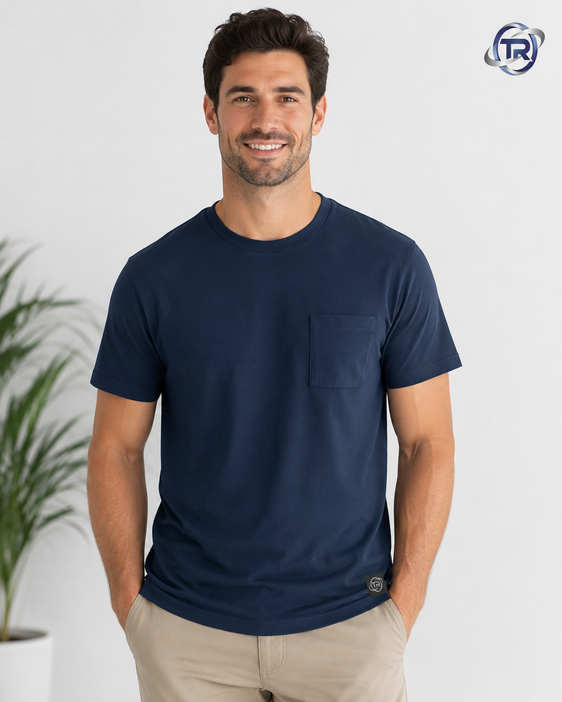 Model wearing Men's Pocket T-Shirt