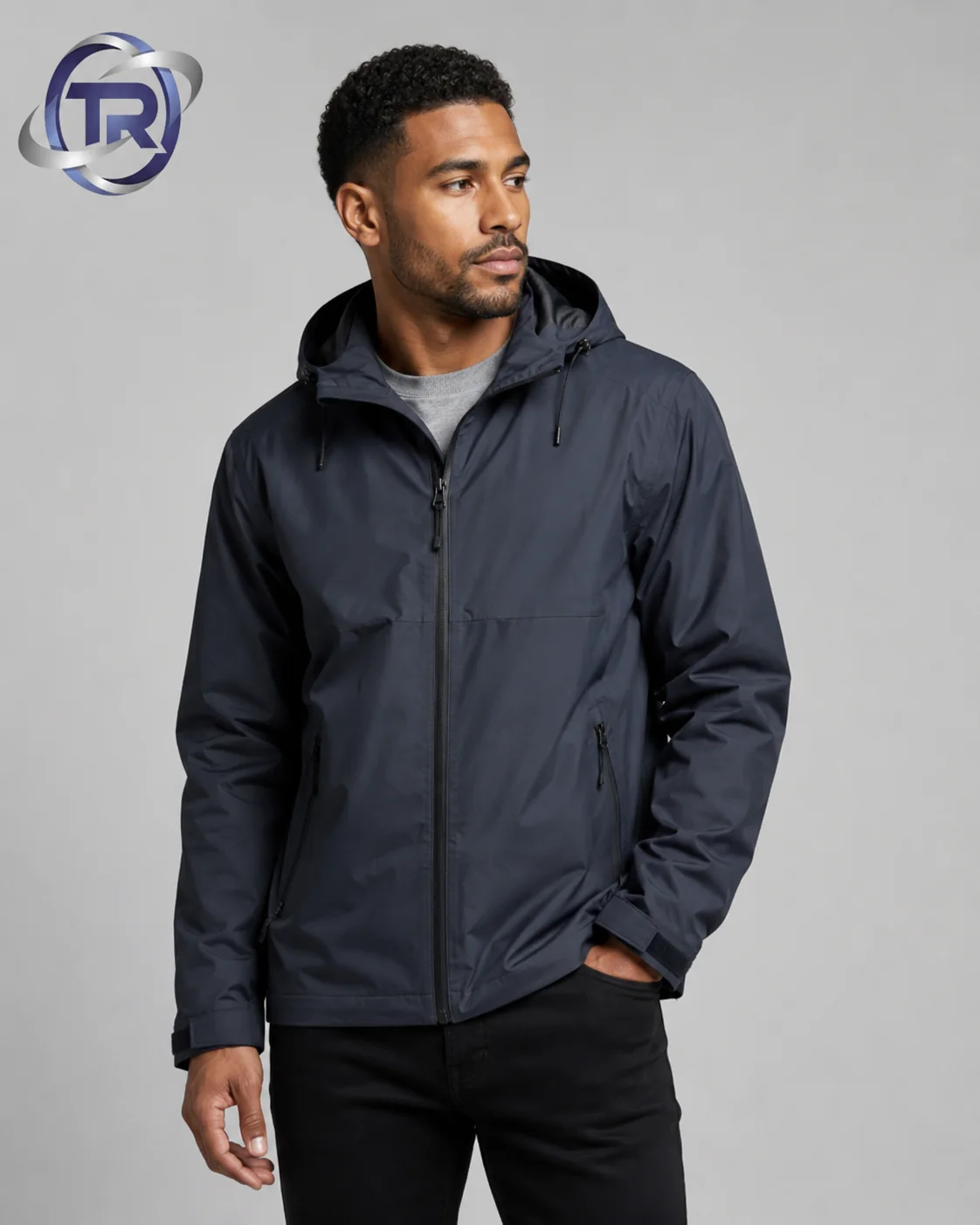 Model wearing Men's Rain Jackets